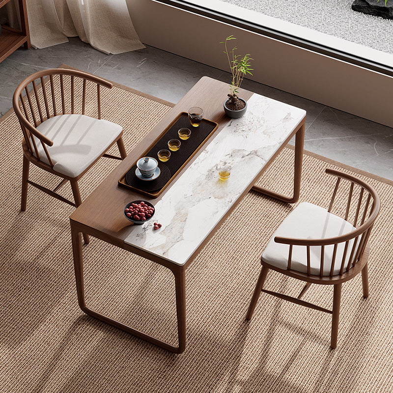 Traditional Chinese Slab Wood Rectangular Coffee Table & Chair Set For Living Room