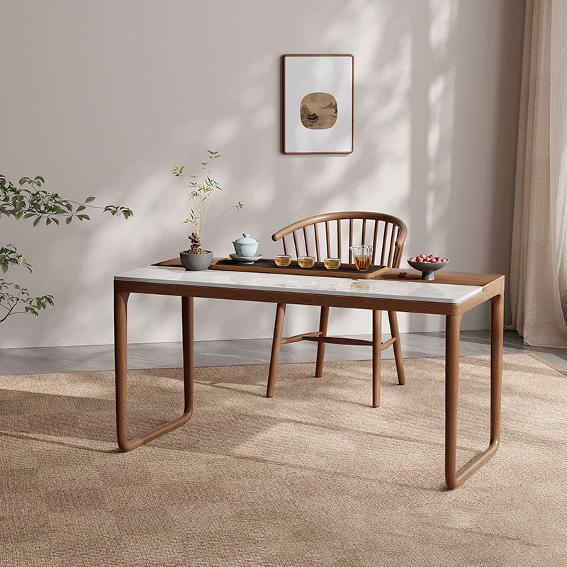 Traditional Chinese Slab Wood Rectangular Coffee Table & Chair Set For Living Room
