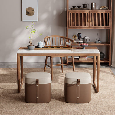 Traditional Chinese Slab Wood Rectangular Coffee Table & Chair Set For Living Room