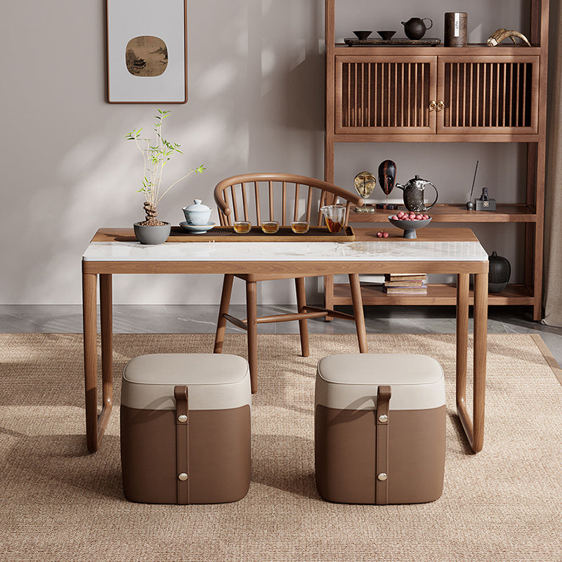 Traditional Chinese Slab Wood Rectangular Coffee Table & Chair Set For Living Room