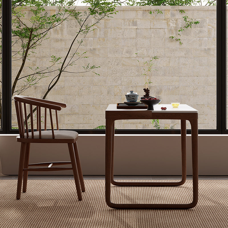 Traditional Chinese Slab Wood Rectangular Coffee Table & Chair Set For Living Room