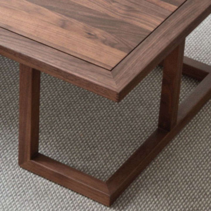 Traditional Japanese Ash Wood Rectangular Low Coffee Table &amp; Chair Set For Living Room