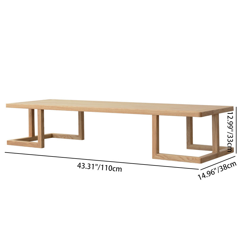 Traditional Japanese Ash Wood Rectangular Low Coffee Table & Chair Set For Living Room