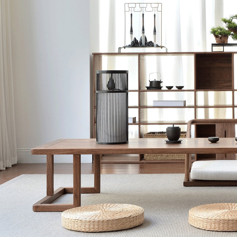Traditional Japanese Ash Wood Rectangular Low Coffee Table & Chair Set For Living Room