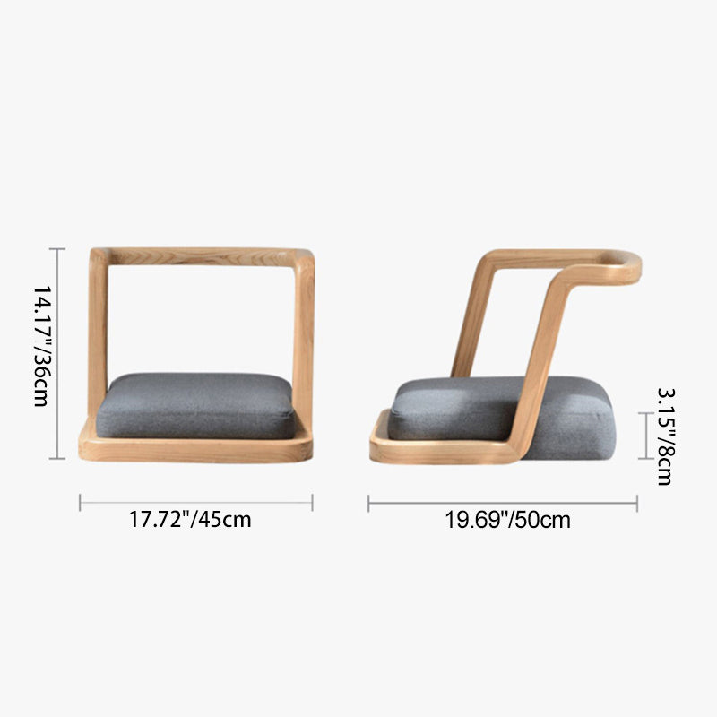 Traditional Japanese Ash Wood Rectangular Low Coffee Table &amp; Chair Set For Living Room