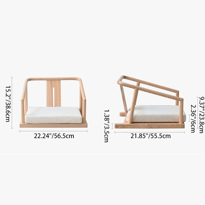 Traditional Japanese Ash Wood Rectangular Low Coffee Table &amp; Chair Set For Living Room