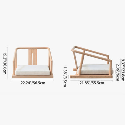 Traditional Japanese Ash Wood Rectangular Low Coffee Table & Chair Set For Living Room