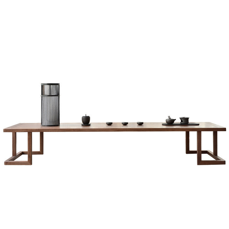 Traditional Japanese Ash Wood Rectangular Low Coffee Table &amp; Chair Set For Living Room