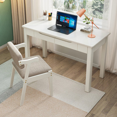 Contemporary Nordic Rubber Wood Pine Wood Rectangular Desk & Chair Set 2-Drawer For Study