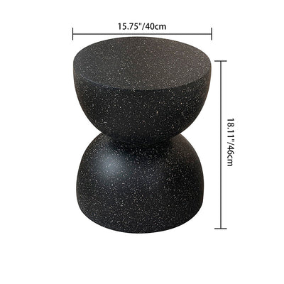Contemporary Nordic Hourglass Round Magnesium Oxide End Table 1-Tray For Living Room