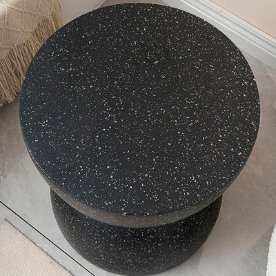 Contemporary Nordic Hourglass Round Magnesium Oxide End Table 1-Tray For Living Room