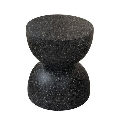 Contemporary Nordic Hourglass Round Magnesium Oxide End Table 1-Tray For Living Room