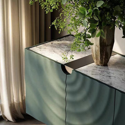 Modern Minimalist Rectangular Medium Density Fiberboard Stainless Steel Stone Slab Side Table 4-Drawer For Living Room