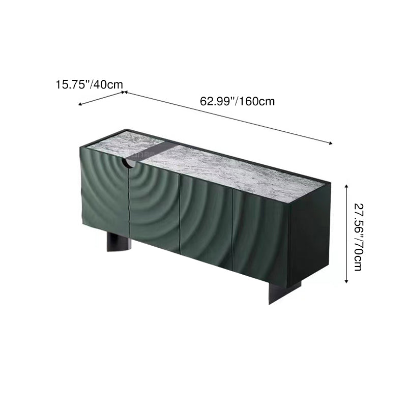 Modern Minimalist Rectangular Medium Density Fiberboard Stainless Steel Stone Slab Side Table 4-Drawer For Living Room