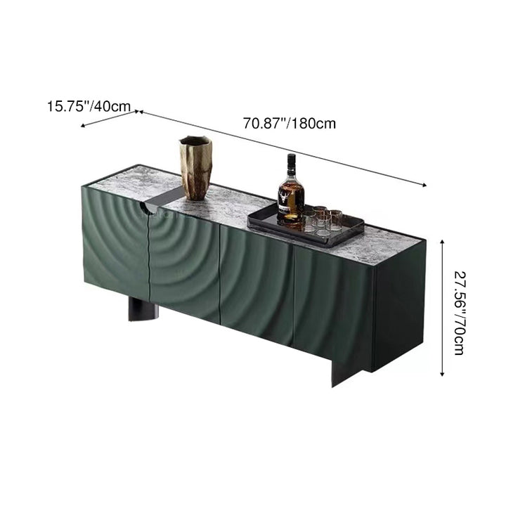 Table d’appoint rectangulaire minimaliste moderne en panneau de fibres à densité moyenne, acier inoxydable et dalle de pierre, à 4 tiroirs, pour salon 