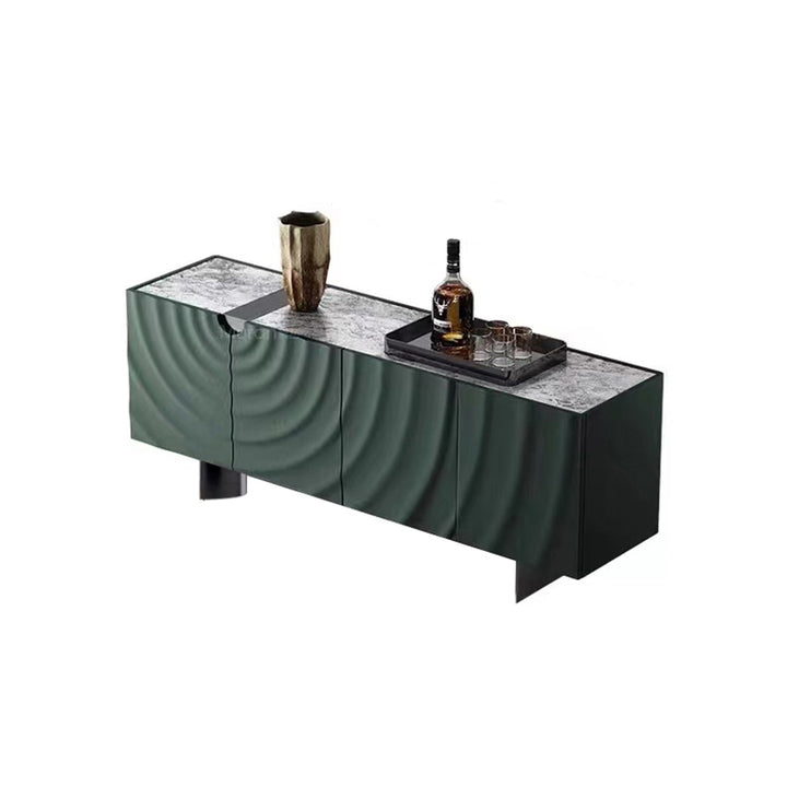 Table d’appoint rectangulaire minimaliste moderne en panneau de fibres à densité moyenne, acier inoxydable et dalle de pierre, à 4 tiroirs, pour salon 