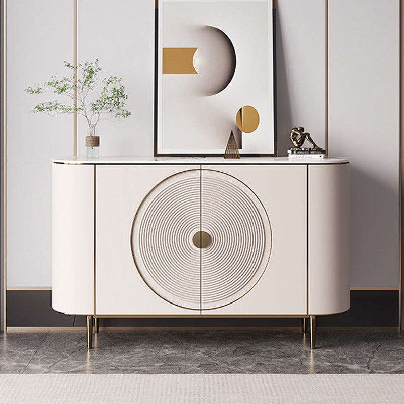 Modern Minimalist Round Rectangular Medium Density Fiberboard Stainless Steel Stone Slab Console Table 1-Cabinet For Entryways