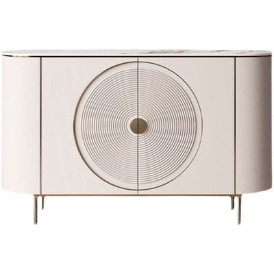 Modern Minimalist Round Rectangular Medium Density Fiberboard Stainless Steel Stone Slab Console Table 1-Cabinet For Entryways