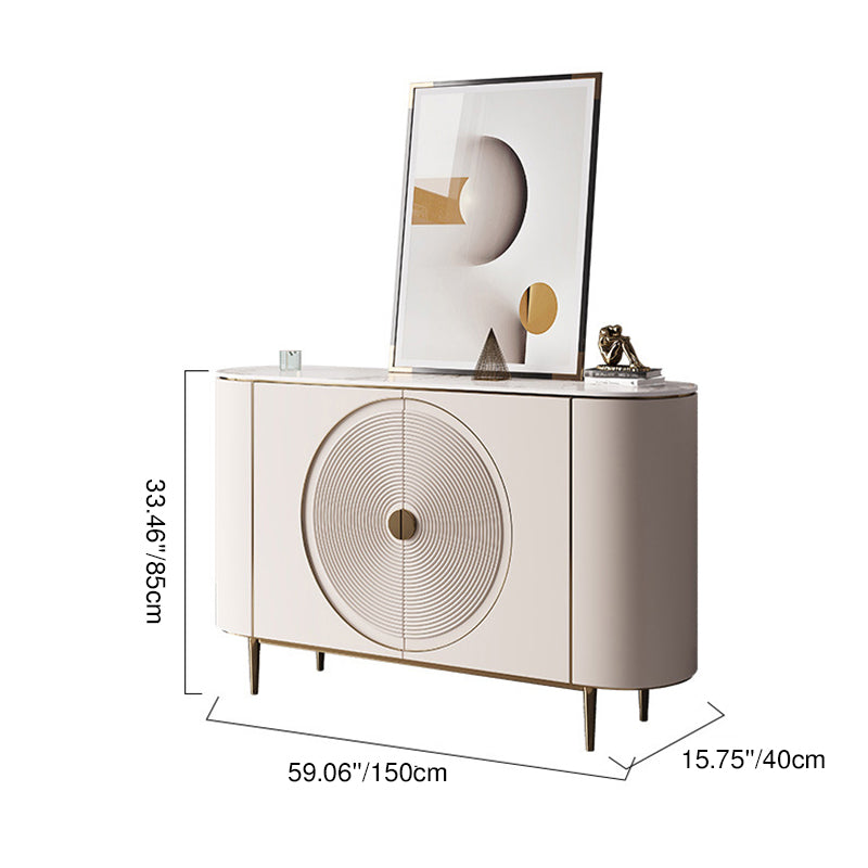 Modern Minimalist Round Rectangular Medium Density Fiberboard Stainless Steel Stone Slab Console Table 1-Cabinet For Entryways