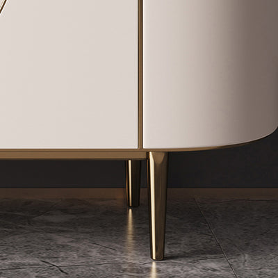 Modern Minimalist Round Rectangular Medium Density Fiberboard Stainless Steel Stone Slab Console Table 1-Cabinet For Entryways