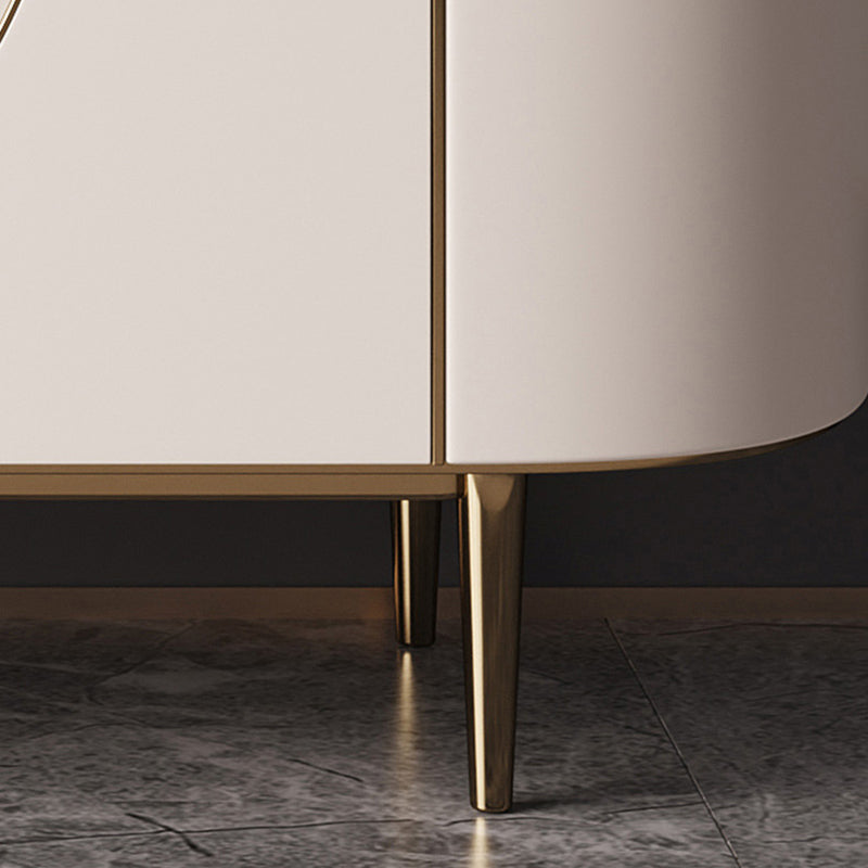 Modern Minimalist Round Rectangular Medium Density Fiberboard Stainless Steel Stone Slab Console Table 1-Cabinet For Entryways