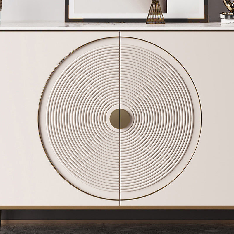 Modern Minimalist Round Rectangular Medium Density Fiberboard Stainless Steel Stone Slab Console Table 1-Cabinet For Entryways
