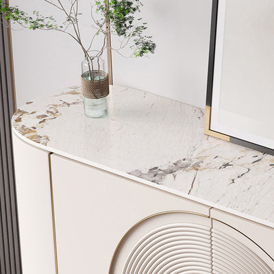 Modern Minimalist Round Rectangular Medium Density Fiberboard Stainless Steel Stone Slab Console Table 1-Cabinet For Entryways