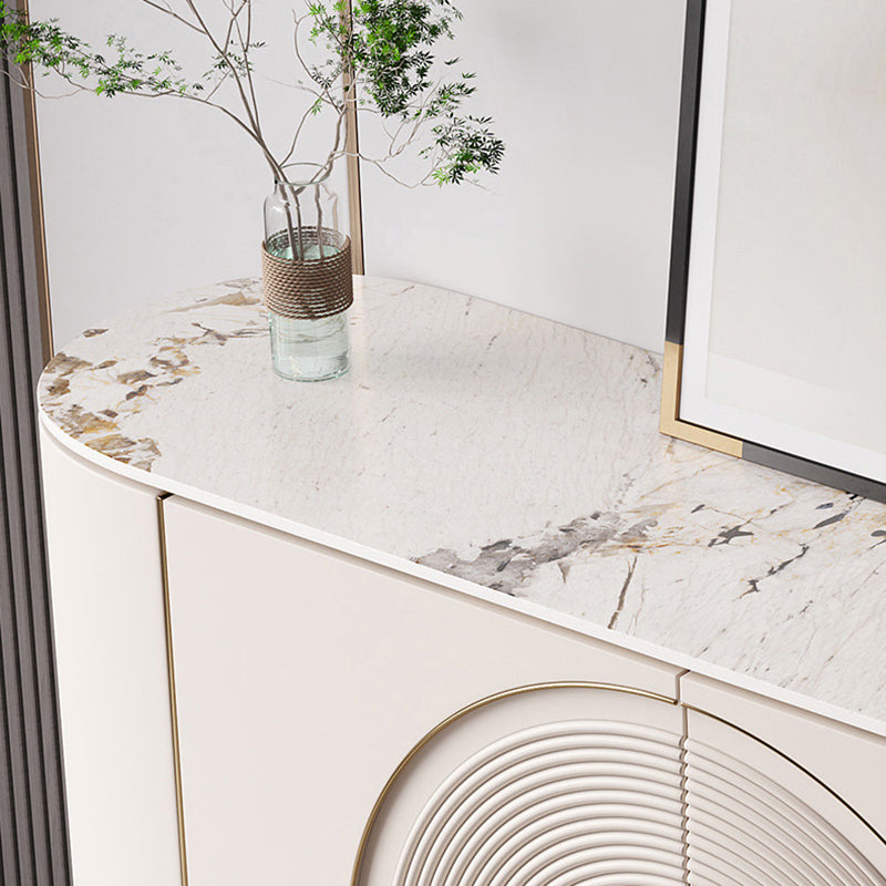 Modern Minimalist Round Rectangular Medium Density Fiberboard Stainless Steel Stone Slab Console Table 1-Cabinet For Entryways