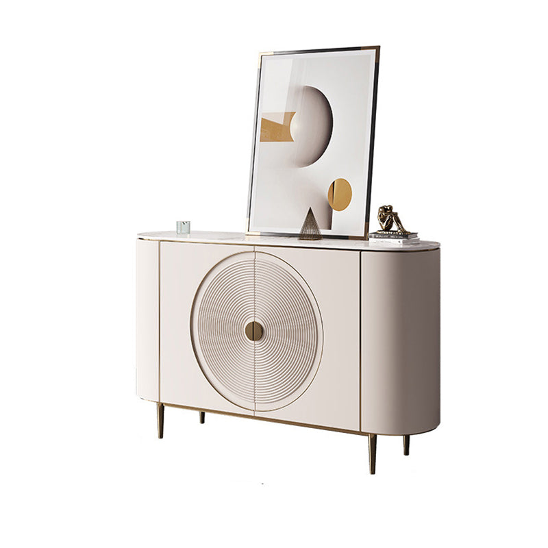 Modern Minimalist Round Rectangular Medium Density Fiberboard Stainless Steel Stone Slab Console Table 1-Cabinet For Entryways