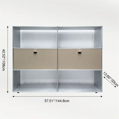 Modern Minimalist Rectangular Stainless Steel Acrylic Side Table 4-Tier For Living Room
