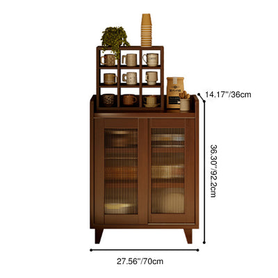 Traditional Japanese Rectangular Medium Density Fiberboard Glass Side Table 1-Cabinet For Living Room