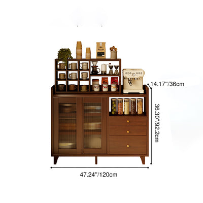 Traditional Japanese Rectangular Medium Density Fiberboard Glass Side Table 1-Cabinet For Living Room
