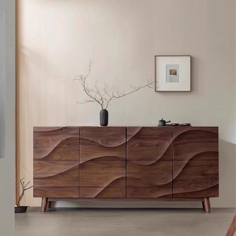 Modern Minimalist Rectangular Solid Wood Plywood Console Table 4-Tier For Entryways