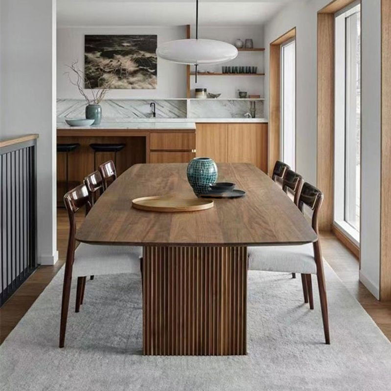 Traditional Rustic Rectangular Solid Wood Dining Table For 6 Seats