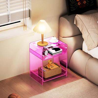 Modern Minimalist Rectangular Acrylic Nightstand 3-Tier For Bedroom