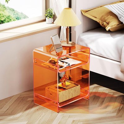 Modern Minimalist Rectangular Acrylic Nightstand 3-Tier For Bedroom