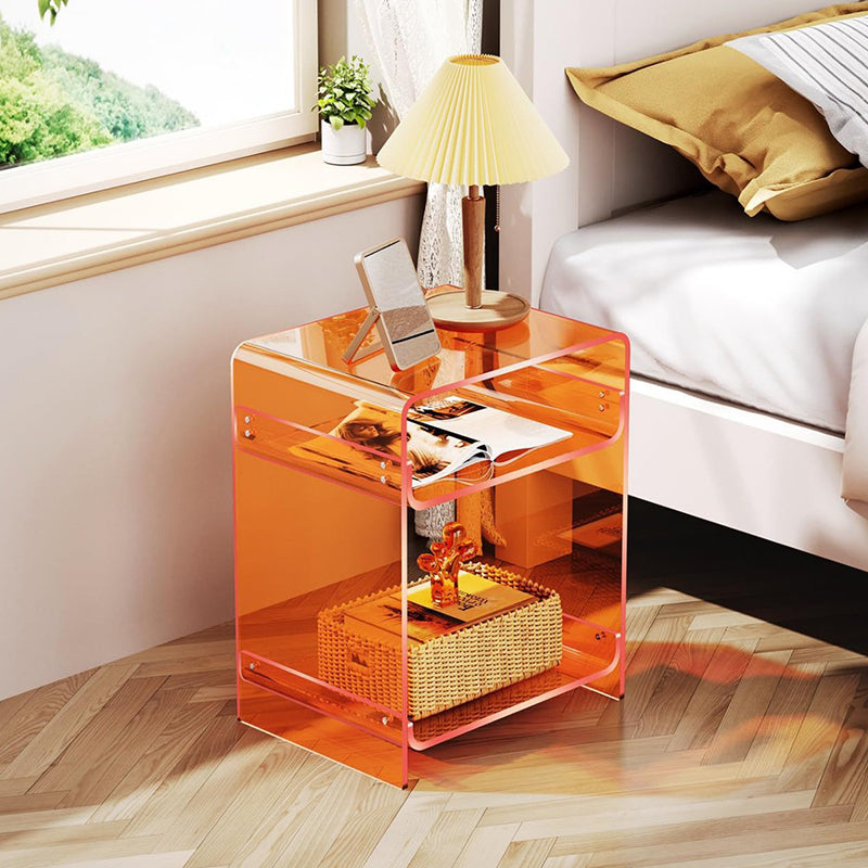 Modern Minimalist Rectangular Acrylic Nightstand 3-Tier For Bedroom