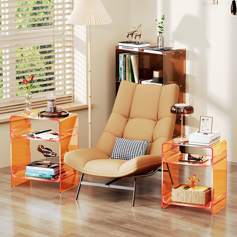 Modern Minimalist Rectangular Acrylic Nightstand 3-Tier For Bedroom