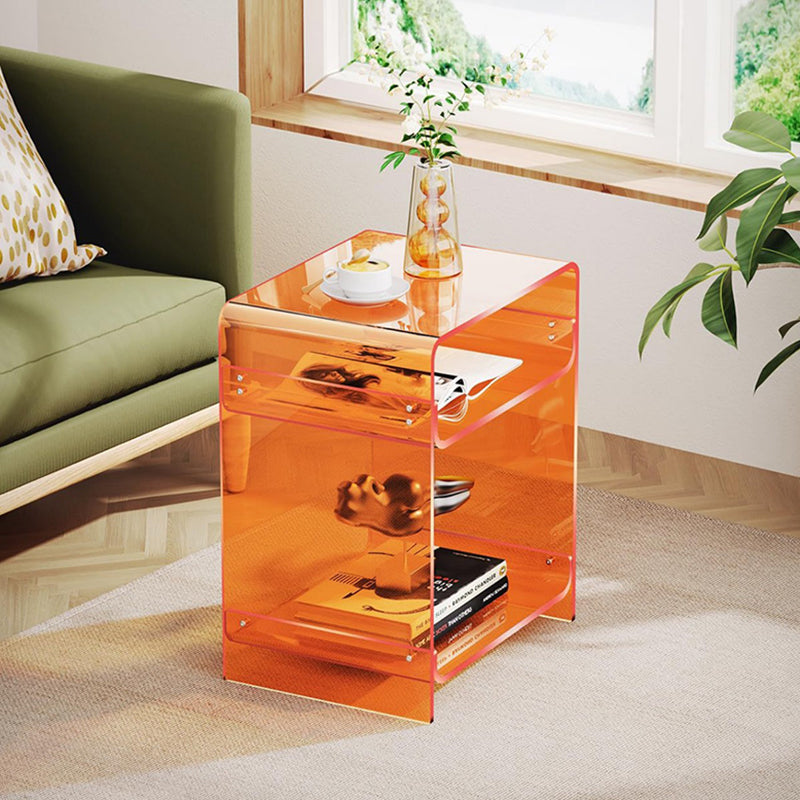 Modern Minimalist Rectangular Acrylic Nightstand 3-Tier For Bedroom