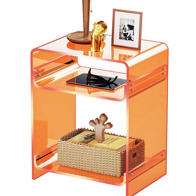 Modern Minimalist Rectangular Acrylic Nightstand 3-Tier For Bedroom