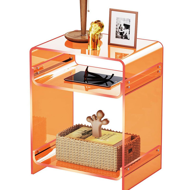Modern Minimalist Rectangular Acrylic Nightstand 3-Tier For Bedroom
