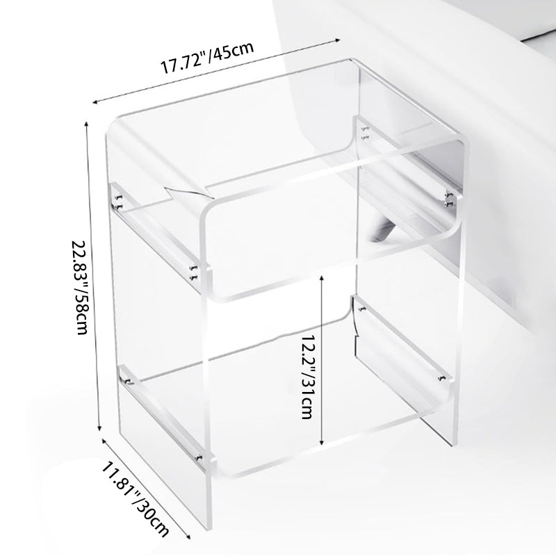 Modern Minimalist Rectangular Acrylic Nightstand 3-Tier For Bedroom