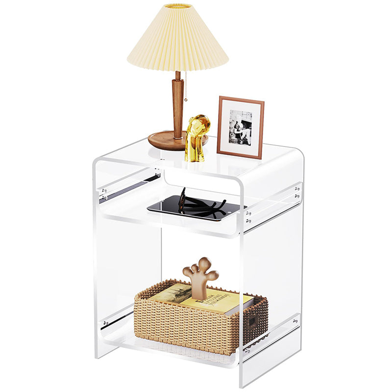 Modern Minimalist Rectangular Acrylic Nightstand 3-Tier For Bedroom