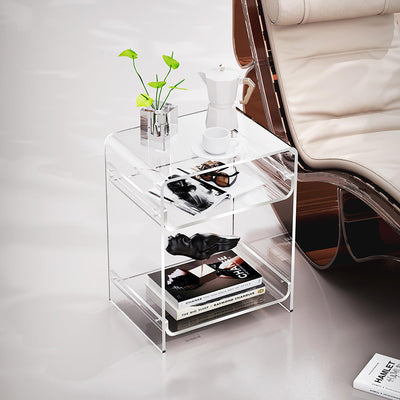 Modern Minimalist Rectangular Acrylic Nightstand 3-Tier For Bedroom