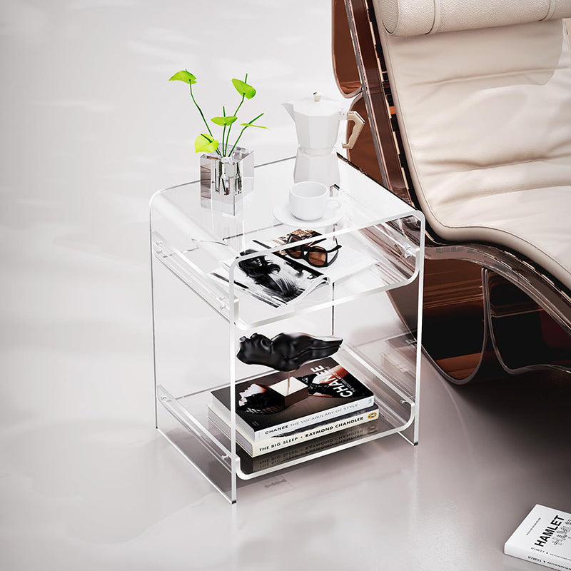 Modern Minimalist Rectangular Acrylic Nightstand 3-Tier For Bedroom