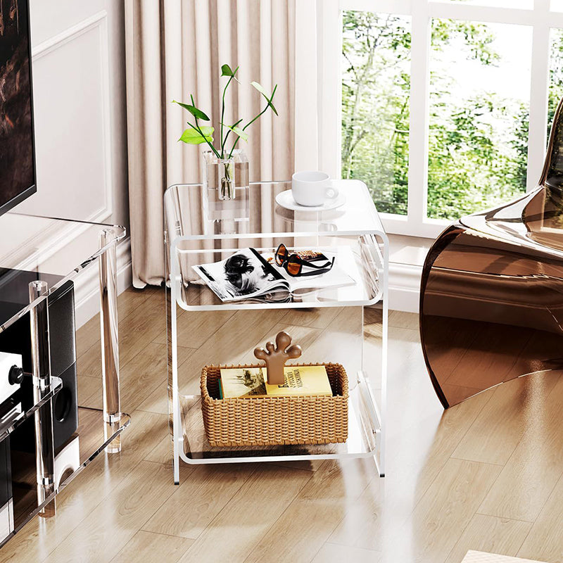 Modern Minimalist Rectangular Acrylic Nightstand 3-Tier For Bedroom