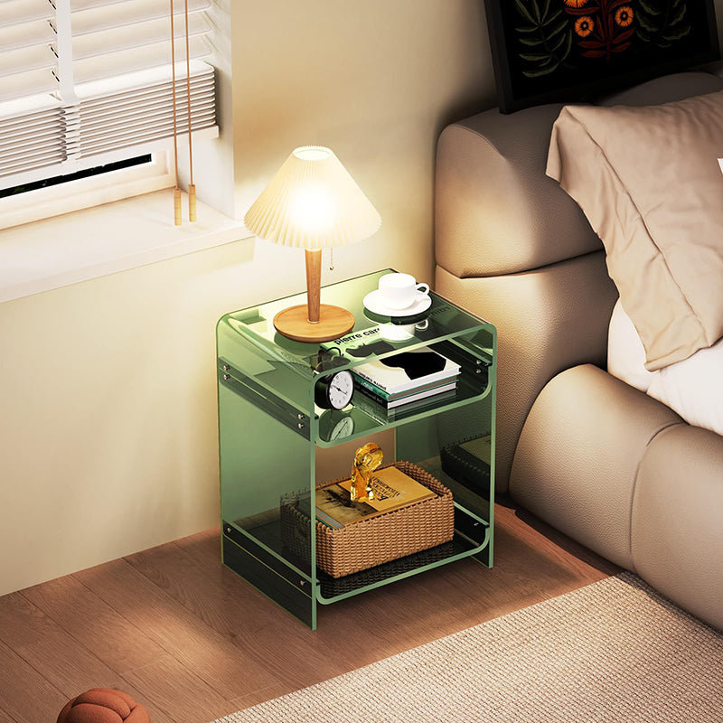 Modern Minimalist Rectangular Acrylic Nightstand 3-Tier For Bedroom