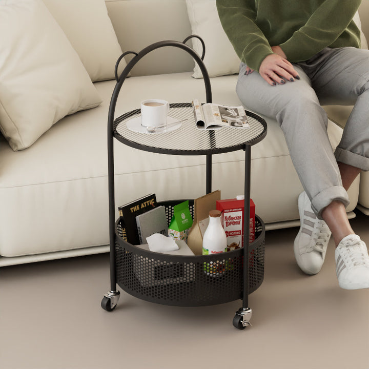 Table d'appoint cylindrique minimaliste moderne en acier au carbone et verre, 1 niveau, pour salon 