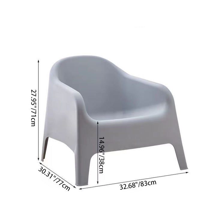 Chaise d'appoint moderne minimaliste courbée en PP avec dossier et accoudoirs pour salon 