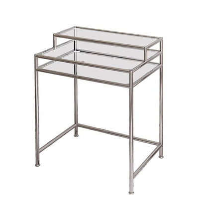 Contemporary Industrial Rectangular Stainless Steel Glass Makeup Vanity 3-Tier For Bedroom